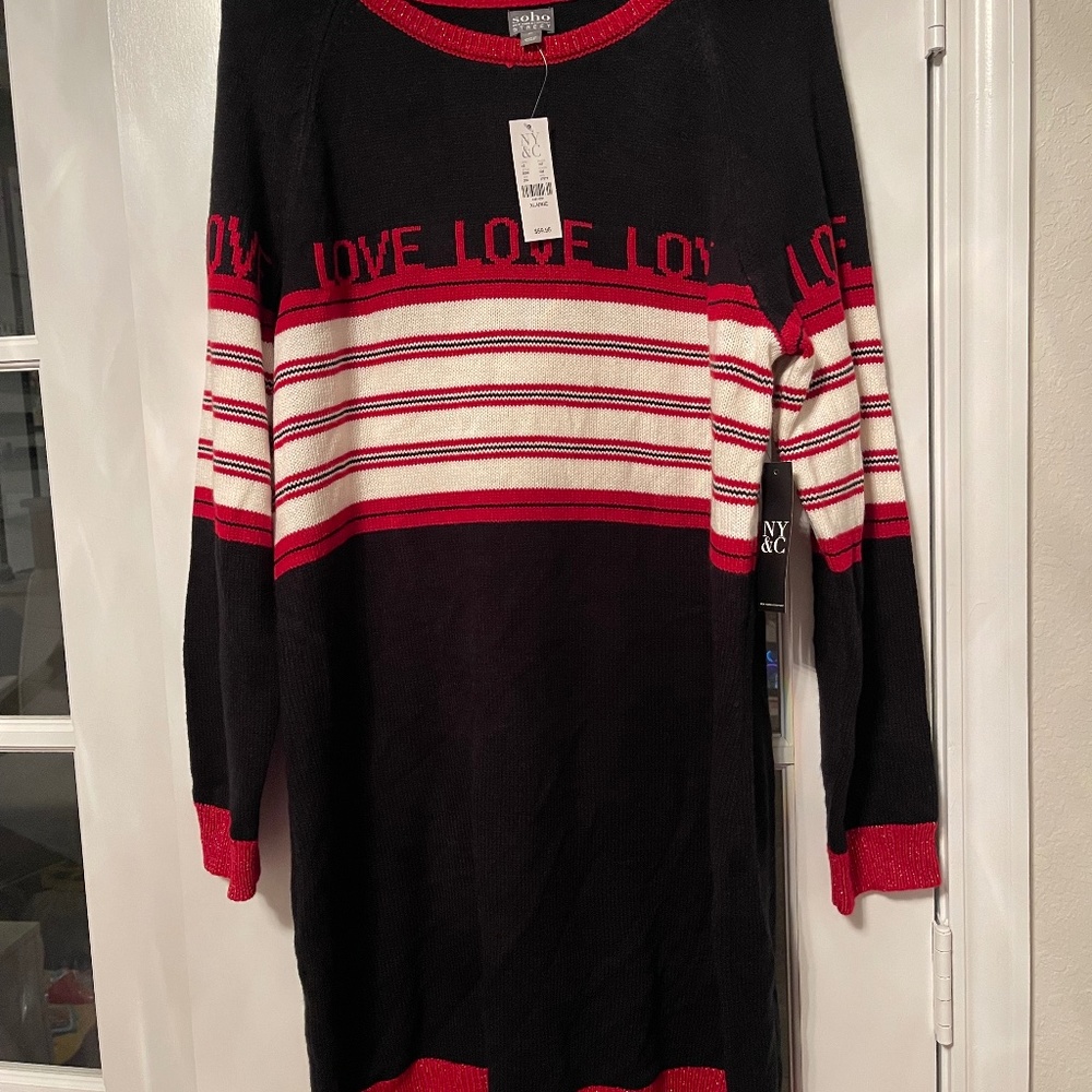 Ny & Co Black and Red Sweater Dress